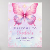 Poster Little Pink Butterfly - Girls' Birthday (Devant)