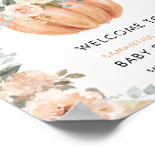 Poster Little Pumpkin Floral Baby Shower Welcome Sign (Coin)
