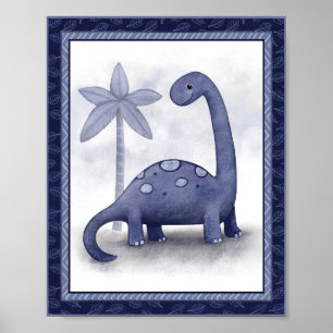 Poster Little Roar Dinosaur - Brachiosaurus Nursery Art