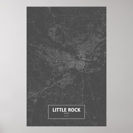 Poster Little Rock, Arkansas (blanc sur noir) (Devant)