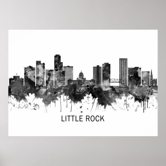 Poster Little Rock Arkansas Skyline BW (Devant)
