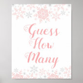 Poster Little Snowflake Baby shower Devinez Combien De Je (Devant)