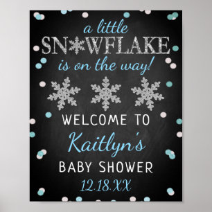 Poster Little Snowflake Boys Baby shower d'hiver Bienvenu