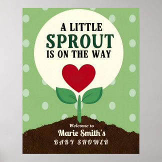 Poster Little Sprout est sur le chemin de Baby shower Wel