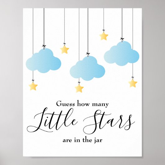Poster Little Stars Blue Baby Shower Game Sign (Devant)