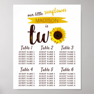 Poster Little Sunflower 2e Anniversaire Carte de siège