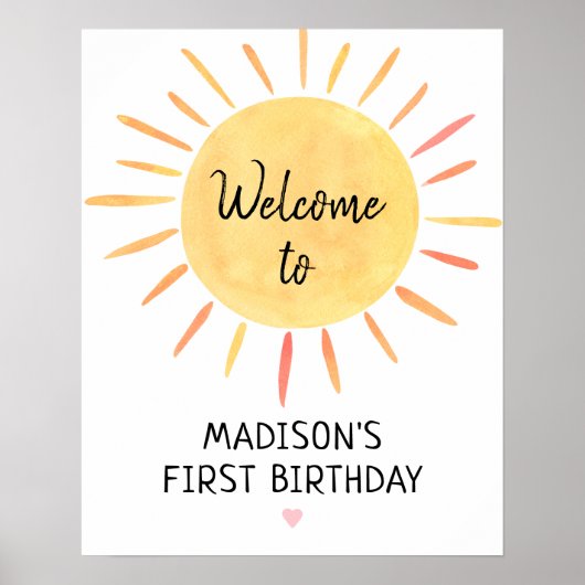 Poster Little Sunshine Boho Birthday Welcome (Devant)