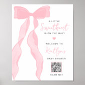 Poster Little Sweetheart Elegant Pink Bow Baby Shower (Devant)