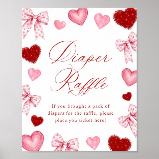 Poster Little Sweetheart Valentines Diaper Raffle Sign (Devant)