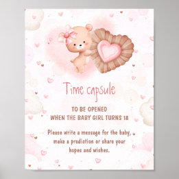Poster Little Sweetie Pink Baby Shower Game Time Capsule 