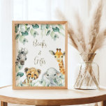 Poster Little Wild One Safari Baby shower Livres & Cadeau<br><div class="desc">Les panneaux de baby shower de Cute a Little Wild One is On the Way sont agrémentés d'une jolie végétation avec de mignons animaux de safari à l'aquarelle. Personnalisez avec vos détails.</div>