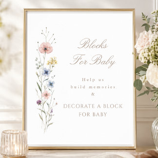 Poster Little Wildflower Shower Activity Blocks For Baby