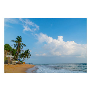 Poster Littoral de plage tropicale et vue océanique sur l