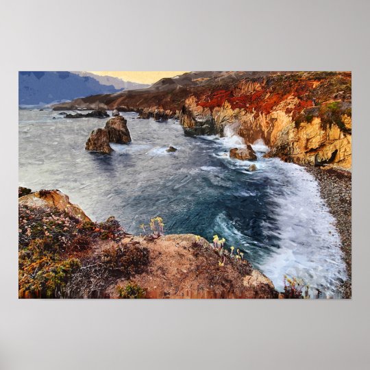 Poster Littoral et montagnes Pacifiques Monterrey