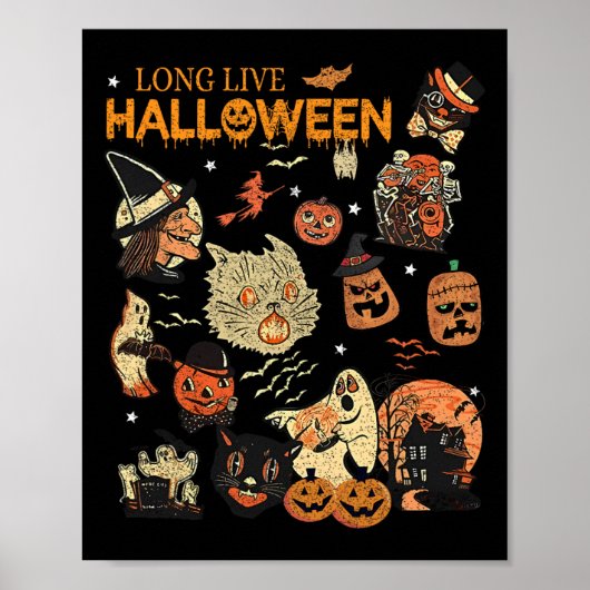 Poster Live Halloween Citrouille Vintage sorcier fantôme  (Devant)