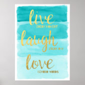 Poster Live Laugh Love | Blue Ombre Motivation (Devant)