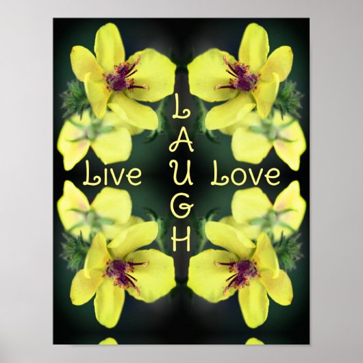 Poster Live Laugh Love Fleur sauvage Inspirational Abstra (Devant)