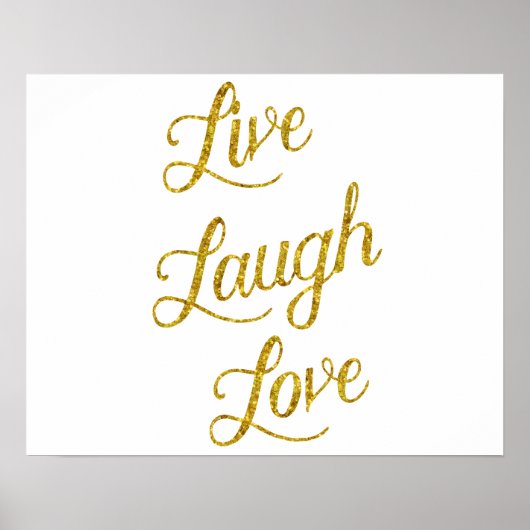 Poster Live Laugh Love Gold Faux Parties scintillant Séqu (Devant)