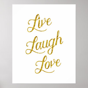 Poster Live Laugh Love Gold Faux Parties scintillant Séqu