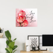 Poster Live Laugh Love Roses (Bureau à domicile)