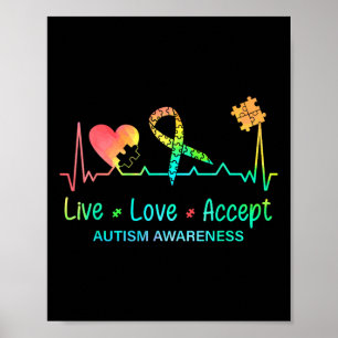 Poster Live Love Accepter l'autisme Mois Tie Dye Hommes F