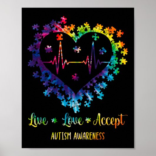 Poster Live Love Accepter Sensibilisation sur l'autisme T (Devant)