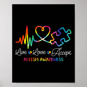 Poster Live Love Accepter Sensibilisation sur l'autisme T
