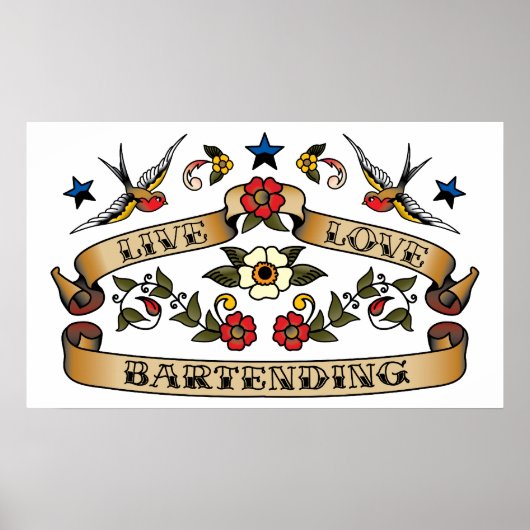 Poster Live Love Bartending (Devant)