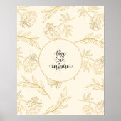 Poster Live Love Inspire Gold Floral (Devant)