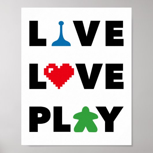 Poster Live, Love, Play Black Text Print (Devant)