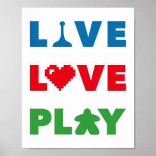 Poster Live, Love, Play Colorful Print