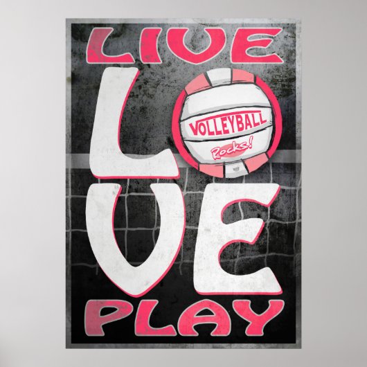 Poster Live Love Play Pink Volleyball (Devant)