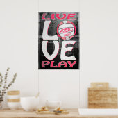 Poster Live Love Play Pink Volleyball (Cuisine)