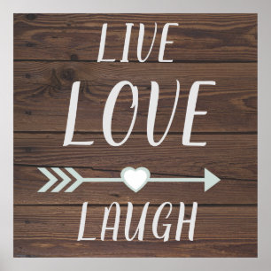 Poster Live Love Rire Signe rustique