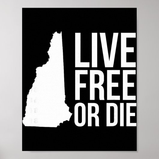 Poster Live Or Die Nh Motto New Hampshire Map  (Devant)