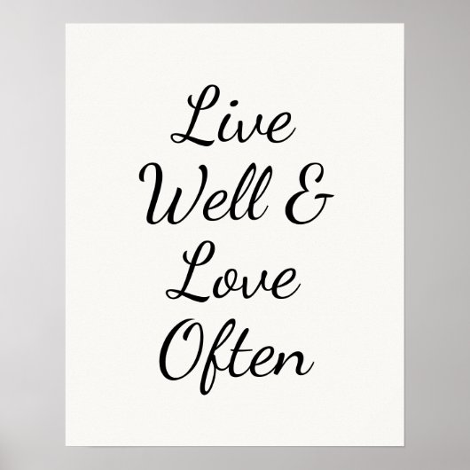 Poster Live Well and Love Often Modern Script (Devant)