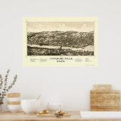 Poster Livermore Falls, ME Carte panoramique - 1889 (Cuisine)
