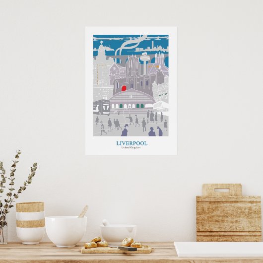 Poster Liverpool Bâtiments Blue Grey (Cuisine)