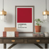 Poster Liverpool Merseyside Rouge - Bordure blanche