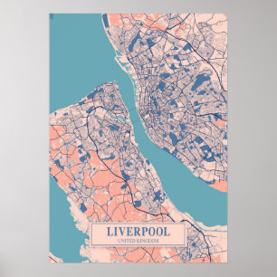 Poster Liverpool - Royaume-Uni Breezy City Map