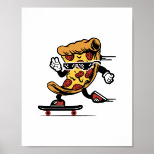 Poster Livraison de pizza, Funny Pizza Skateboard