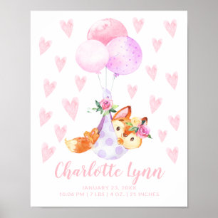Poster Livraison spéciale Stork Fox Baby Stats