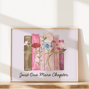 Poster Livre Aquarelle Fleur Rose Violet Citation Lecture