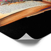 Poster Livre avec Fleurs, Livre Lover Cadeau (Coin)