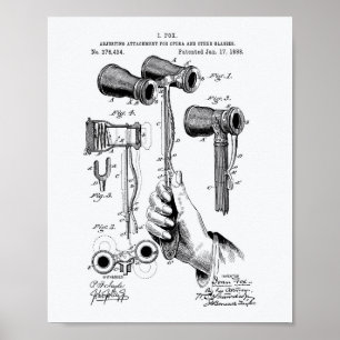 Poster Livre blanc d'art de brevet en verre d'opéra 1888
