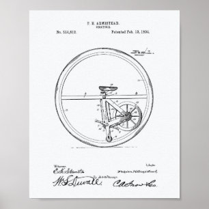 Poster Livre blanc sur l'art breveté Unicycle 1894