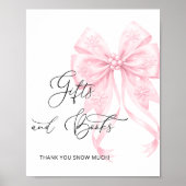 Poster Livre cadeau de Baby shower de Bow rose d'hiver (Devant)