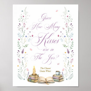 Poster Livre de Baby Shower "Devine combien de baisers"