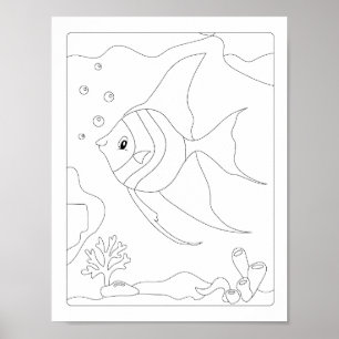 Poster Livre de coloration Cute Little Fish Antistress