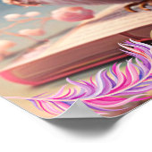 Poster Livre de l'art personnalisé Chouette bébé rose ois (Coin)